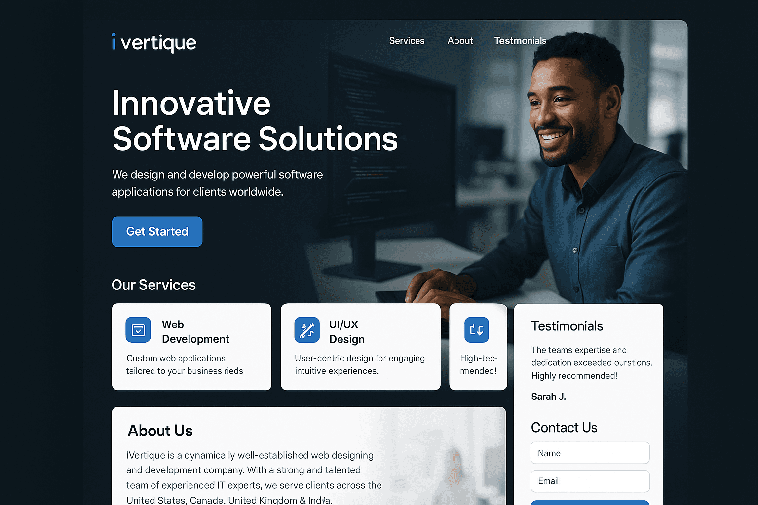 ivertique.com website mockup